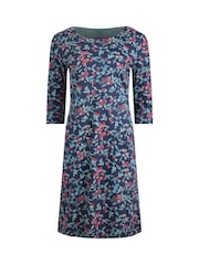 Weird Fish Blue Markle Printed Sparkle 100% Cotton Jersey Dress - Image 2 of 3
