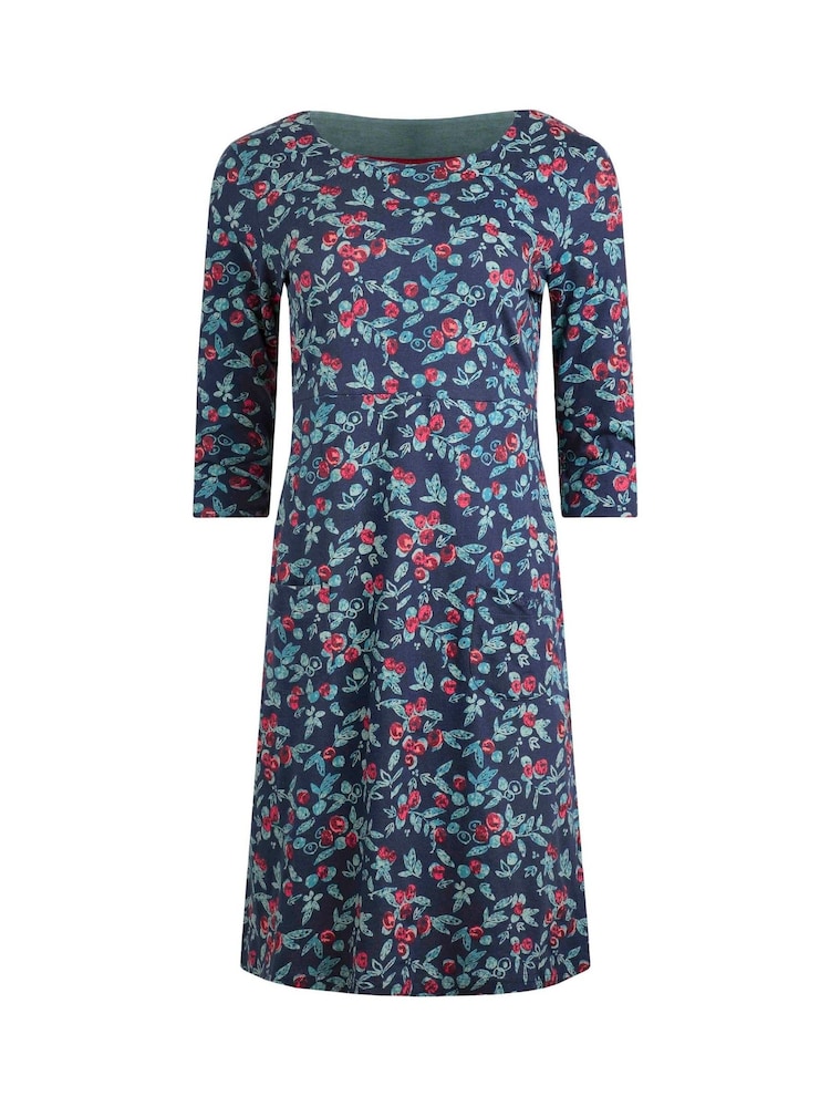 Weird Fish Blue Markle Printed Sparkle 100% Cotton Jersey Dress - Image 2 of 3