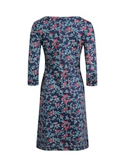 Weird Fish Blue Markle Printed Sparkle 100% Cotton Jersey Dress - Image 3 of 3