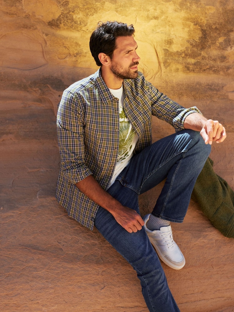 Weird Fish Green Weird Fish Lando Long Sleeve 100% Cotton Check Shirt - Image 1 of 6