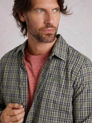 Weird Fish Green Weird Fish Lando Long Sleeve 100% Cotton Check Shirt - Image 4 of 6