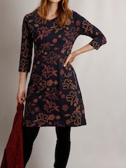 Weird Fish Blue/Red Starshine Printed Jersey Dress - Image 1 of 6