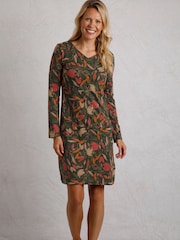 Grün - Weird Fish Hope Organic Printed V-Neck Jersey Dress - Bild 3 von 6
