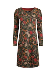 Grün - Weird Fish Hope Organic Printed V-Neck Jersey Dress - Bild 5 von 6