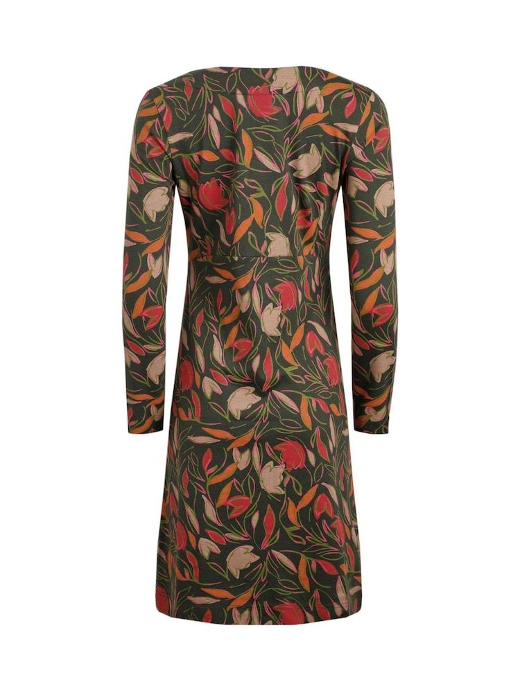 Grün - Weird Fish Hope Organic Printed V-Neck Jersey Dress - Bild 6 von 6