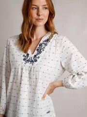 Weird Fish Olivia 100% Cotton Dobby White Blouse - Image 2 of 8