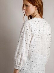 Weird Fish Olivia 100% Cotton Dobby White Blouse - Image 3 of 8