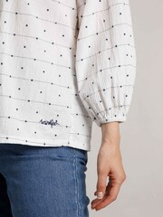 Weird Fish Olivia 100% Cotton Dobby White Blouse - Image 5 of 8