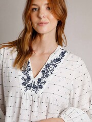Weird Fish Olivia 100% Cotton Dobby White Blouse - Image 6 of 8