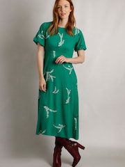 Grün - Weird Fish – Everly Eco Liva – bedrucktes Viskose-Kleid - Bild 1 von 6