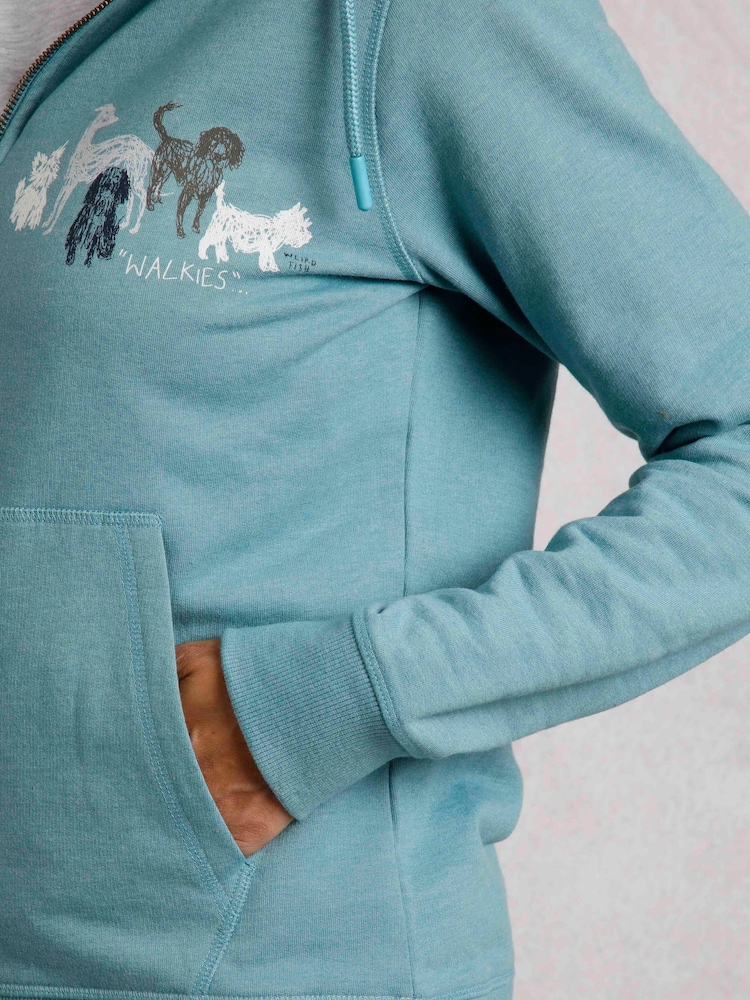 Niebieski - Weird Fish Franchises Graphic Printed Full Zip Hoodie - Image 6 of 8