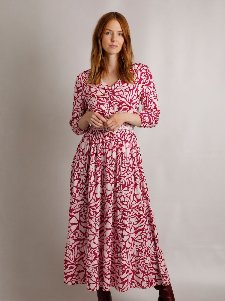 Weird Fish Red Weird Fish Green Isha Eco Liva Printed Dress - Image 1 of 7 Weird Fish Red Weird Fish Green Isha Eco Liva Printed Dress - Image 1 of 7