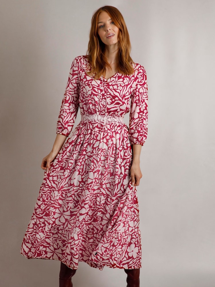 Weird Fish Red Weird Fish Green Isha Eco Liva Printed Dress - Image 2 of 7 Weird Fish Red Weird Fish Green Isha Eco Liva Printed Dress - Image 2 of 7