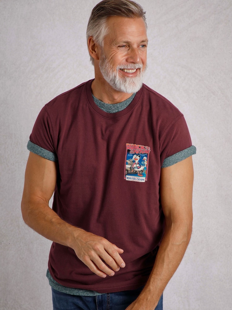 Weird Fish Red Weird Fish Quack To The Future Heritage Wash Artist 100% Cotton T-Shirt - Image 2 of 7