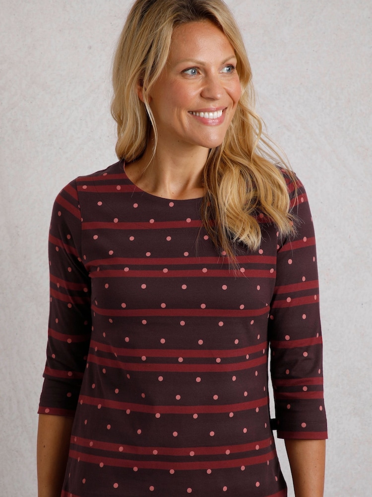 Weird Fish Cecily 100% Organic Cotton Printed Stripe Jersey T-Shirt - Image 1 of 3