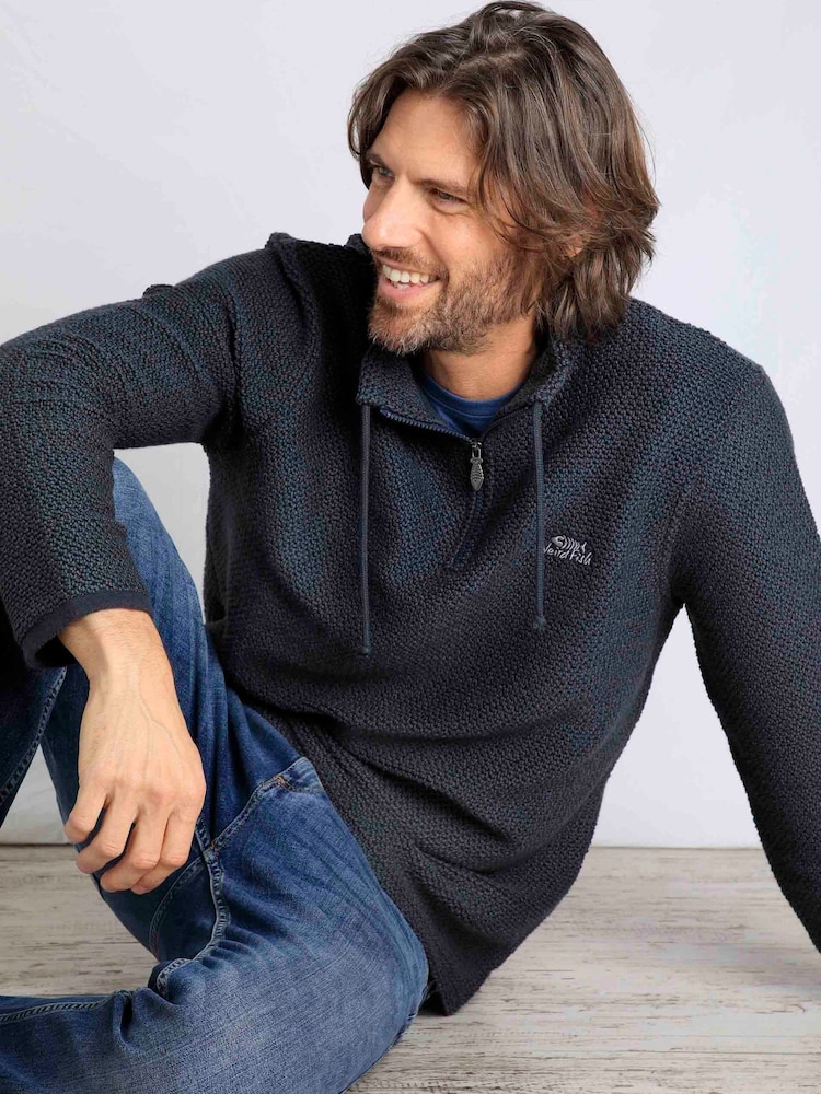 Weird Fish Blue Cruiser Quarter Zip Macaroni Sweater - Image 3 of 6