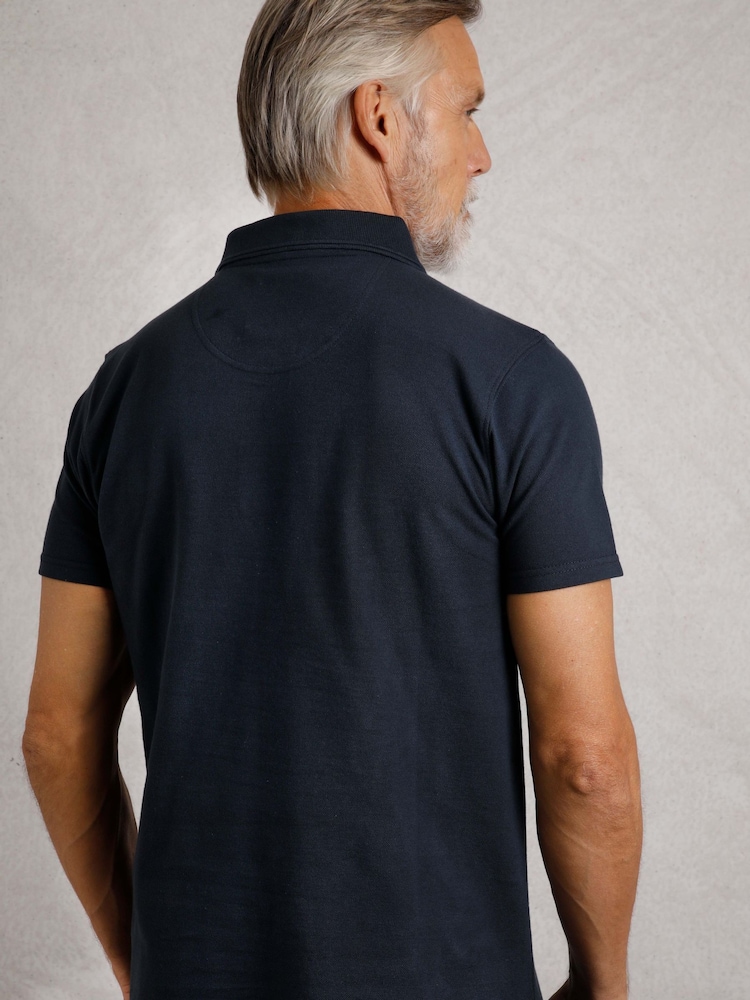 Weird Fish Dark Blue Miles 100% Cotton Pique Polo Shirt - Image 2 of 8