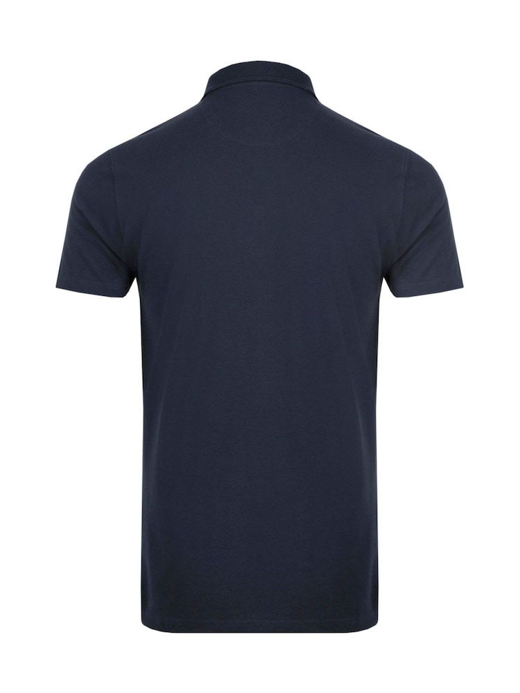 Weird Fish Dark Blue Miles 100% Cotton Pique Polo Shirt - Image 8 of 8