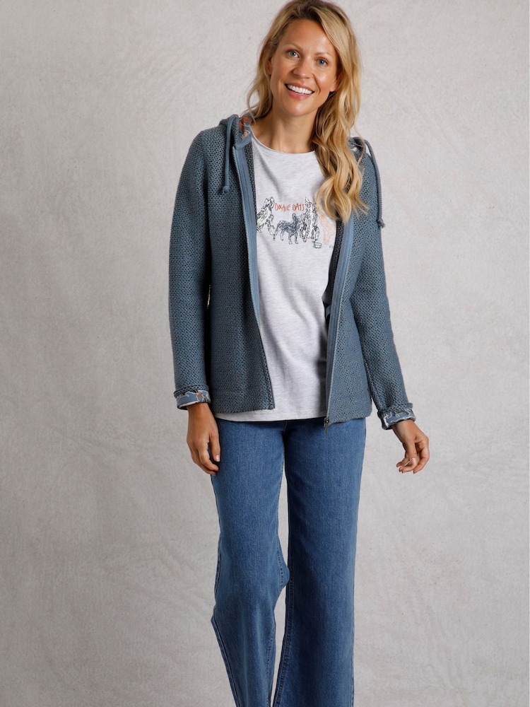Weird Fish Blue Weird Fish Chicoa Eco Full Zip Hooded Classic 100% Organic Cotton Macaroni Hoodies - Image 2 of 7