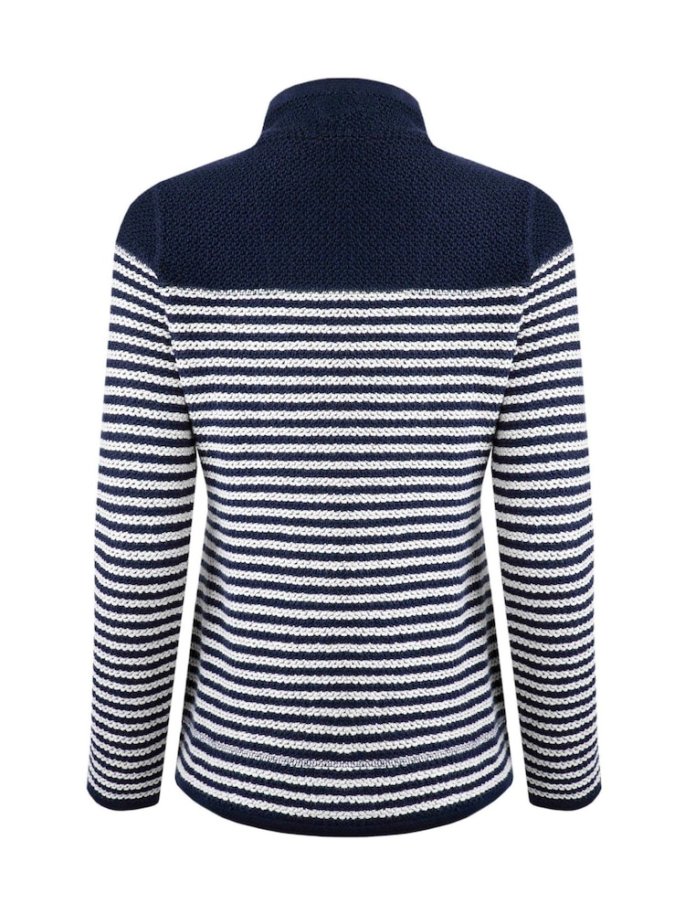 Weird Fish Blue Juilet Quarter Zip Stripe Macaroni 100% Cotton Sweater - Image 8 of 8 Weird Fish Blue Juilet Quarter Zip Stripe Macaroni 100% Cotton Sweater - Image 8 of 8