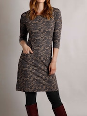 Weird Fish Brown Starshine Printed Jersey Dress - Image 1 of 6