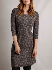 Weird Fish Brown Starshine Printed Jersey Dress - Image 2 of 6
