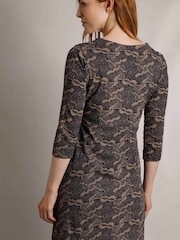 Weird Fish Brown Starshine Printed Jersey Dress - Image 3 of 6