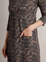 Weird Fish Brown Starshine Printed Jersey Dress - Image 4 of 6