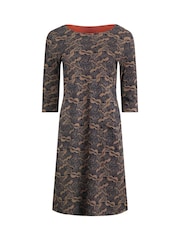 Weird Fish Brown Starshine Printed Jersey Dress - Image 5 of 6