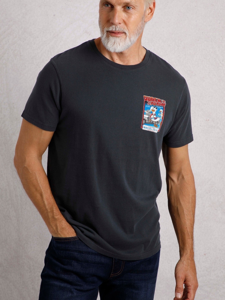Blau - Weird Fish Quack To The Future Heritage Wash Artist 100 % Baumwoll-T-Shirt - Bild 2 von 7 Blau - Weird Fish Quack To The Future Heritage Wash Artist 100 % Baumwoll-T-Shirt - Bild 2 von 7