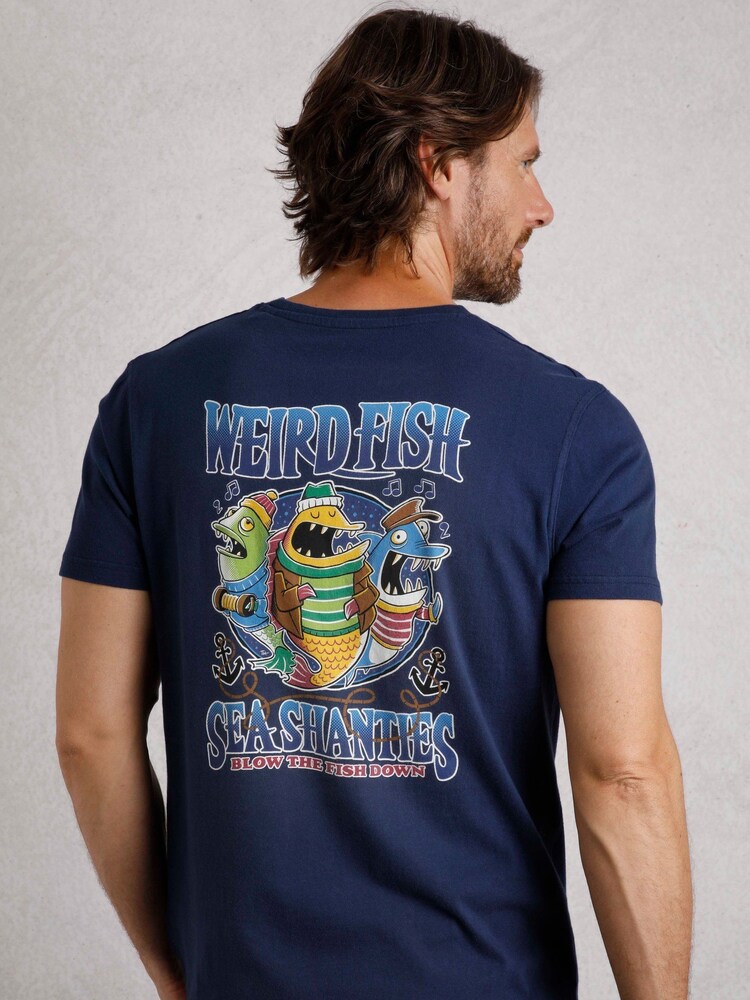 Weird Fish Blue Sea Shanties Hertiage Wash Artist 100% Cotton T-Shirt - Image 1 of 6