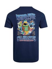 Weird Fish Blue Sea Shanties Hertiage Wash Artist 100% Cotton T-Shirt - Image 6 of 6