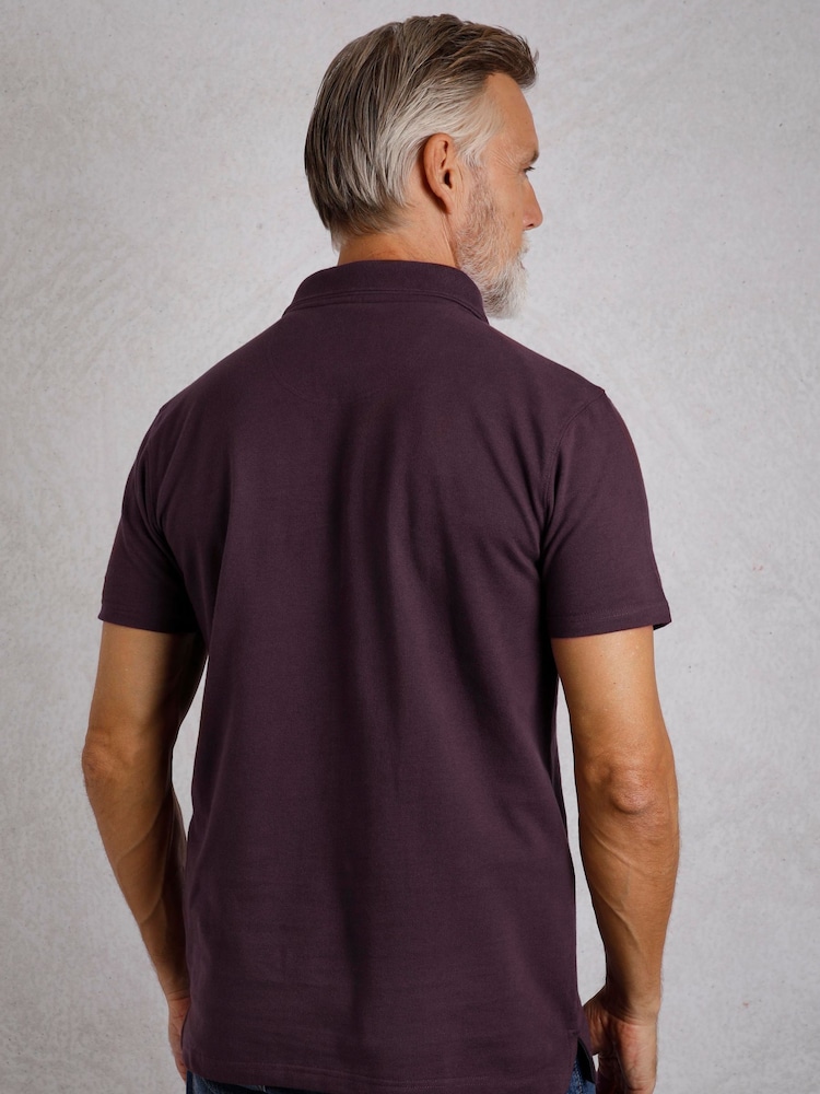 Weird Fish Burgundy Red 100% Cotton Miles Pique Polo Shirt - Image 2 of 6