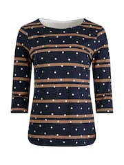 Weird Fish Cecily 100% Organic Cotton Printed Stripe Jersey T-Shirt - Image 2 of 3