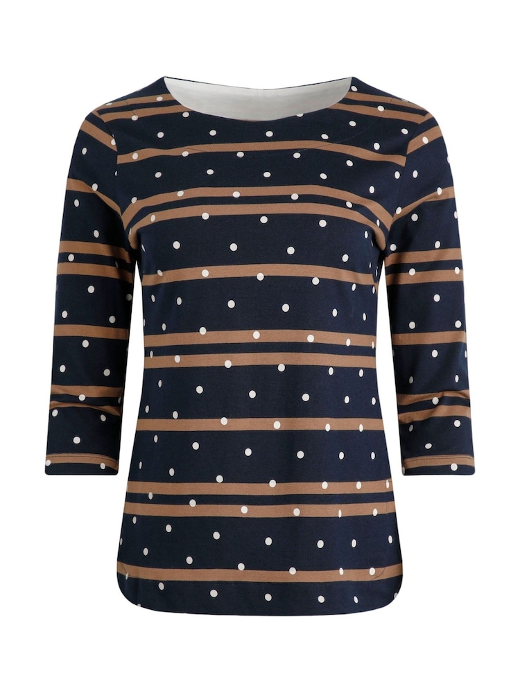 Weird Fish Cecily 100% Organic Cotton Printed Stripe Jersey T-Shirt - Image 2 of 3