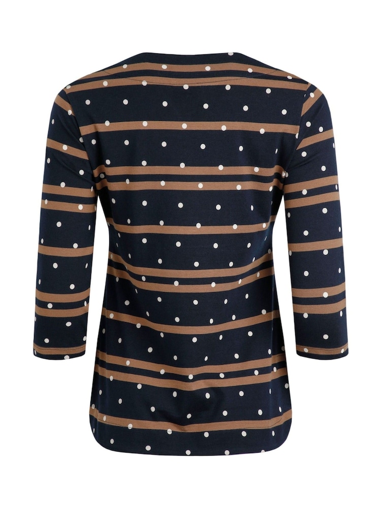 Weird Fish Cecily 100% Organic Cotton Printed Stripe Jersey T-Shirt - Image 3 of 3