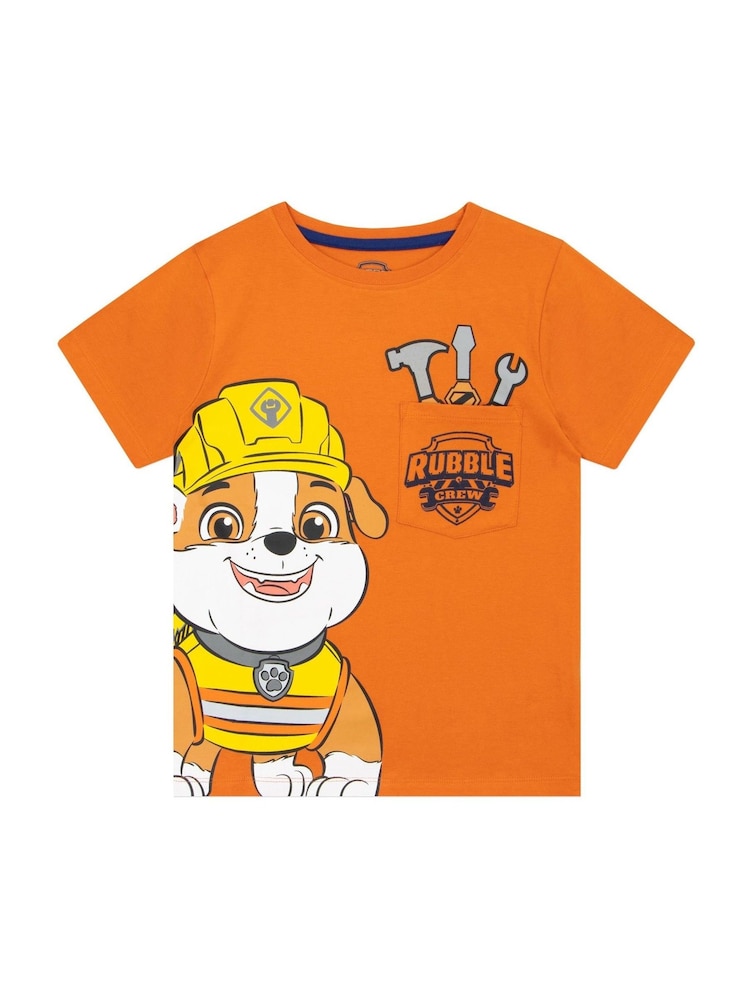 Character Orange PAW Patrol Rubble and Crew Short Sleeve 100% Cotton T-Shirt - Image 2 of 5