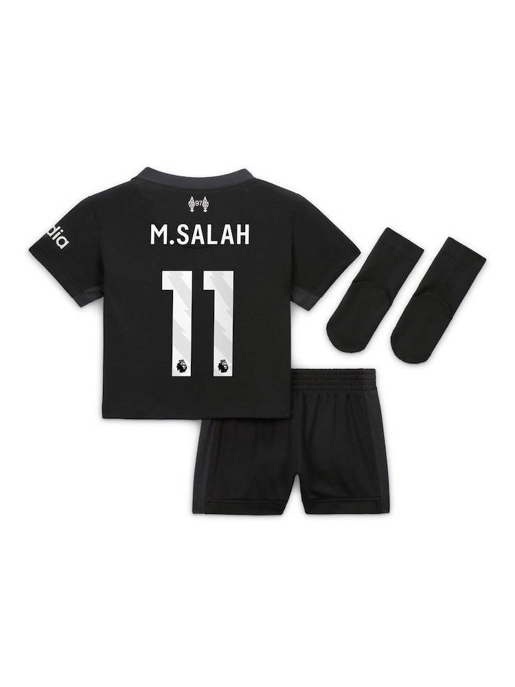 Nike Green Infants Liverpool Away Stadium Mini Kit 2024-25 - M.Salah 11 - Image 3 of 3