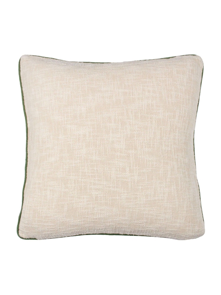 Paoletti Coral Seventy Three Delphine Floral Print Piped 100% Cotton Cushion - Image 2 of 5