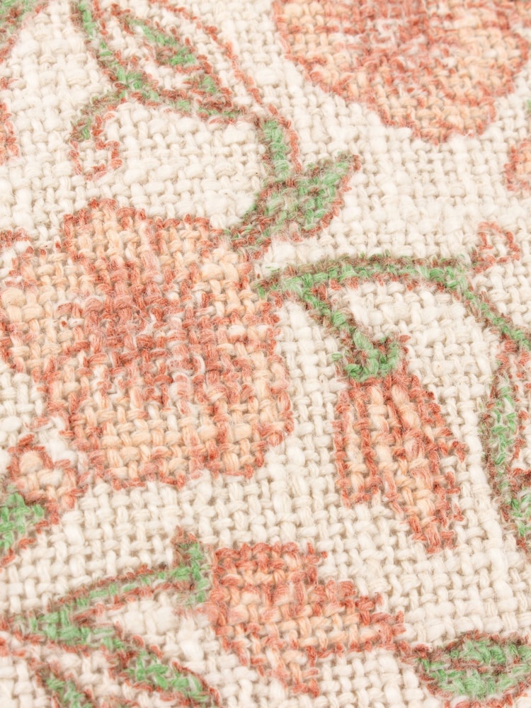 Paoletti Coral Seventy Three Delphine Floral Print Piped 100% Cotton Cushion - Image 5 of 5