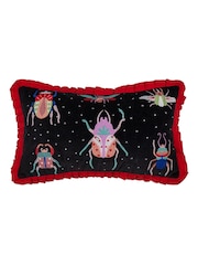 Wylder Raspberry/Black Darkling Beetles Embroidered Cushion - Image 1 of 5