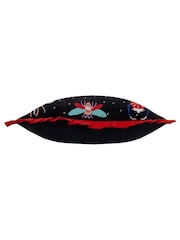 Wylder Raspberry/Black Darkling Beetles Embroidered Cushion - Image 3 of 5