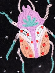 Wylder Raspberry/Black Darkling Beetles Embroidered Cushion - Image 5 of 5