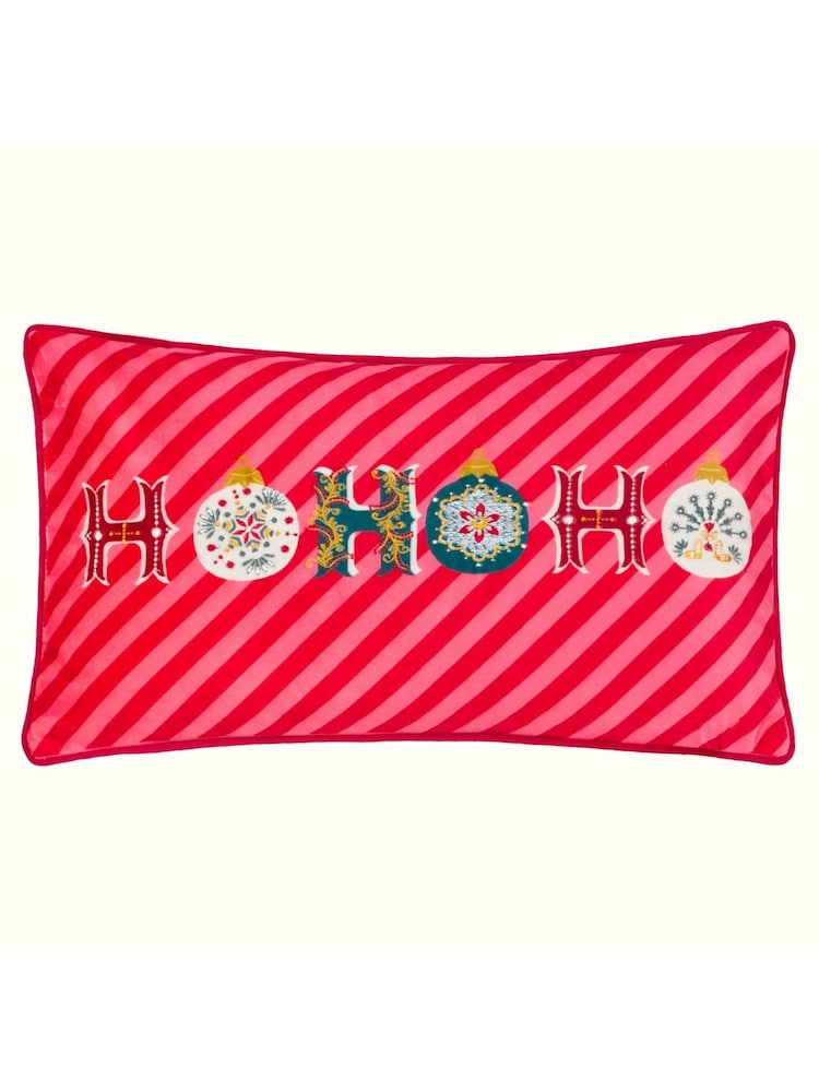 Evans Lichfield Red Ho Ho Ho Christmas Piped Cushion - Image 1 of 4