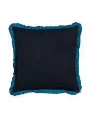 Wylder Teal/Black Darkling Beetles Embroidered Frilled 100% Cotton Cushion - Image 2 of 5