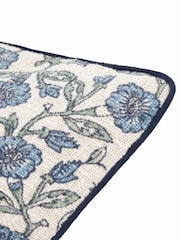 Paoletti Delph Blue Seventy Three Delphine Floral Print Piped 100% Cotton Cushion - Image 7 of 7