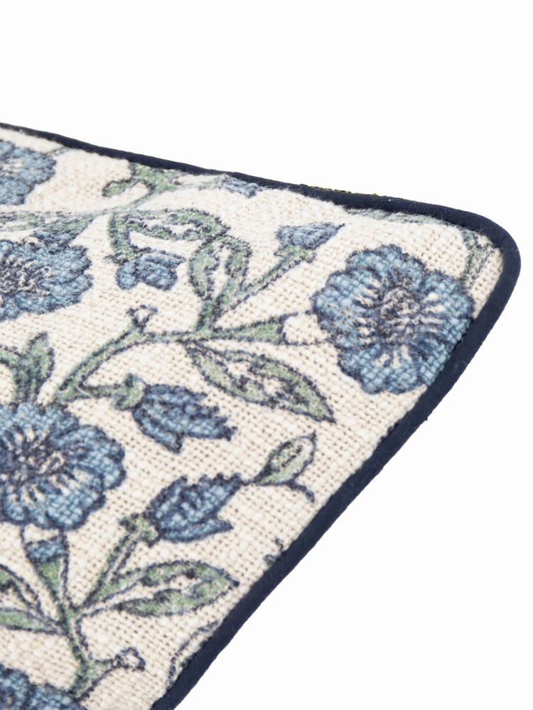 Paoletti Delph Blue Seventy Three Delphine Floral Print Piped 100% Cotton Cushion - Image 7 of 7 Paoletti Delph Blue Seventy Three Delphine Floral Print Piped 100% Cotton Cushion - Image 7 of 7