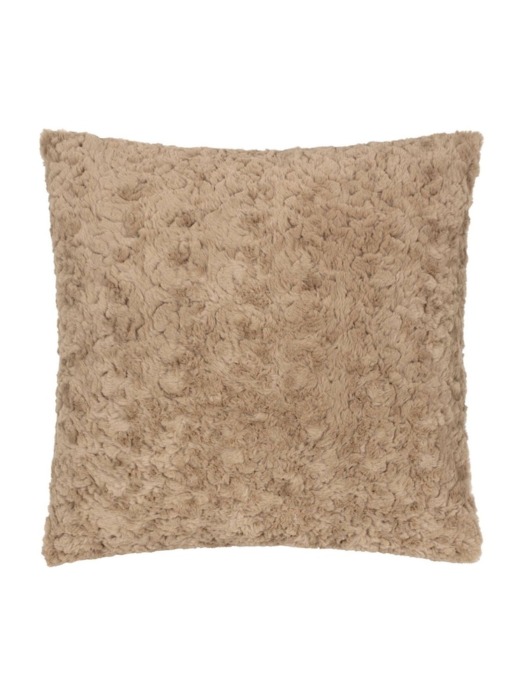 furn. Natural Megeve Mottled Faux Fur Cushion - Image 1 of 3