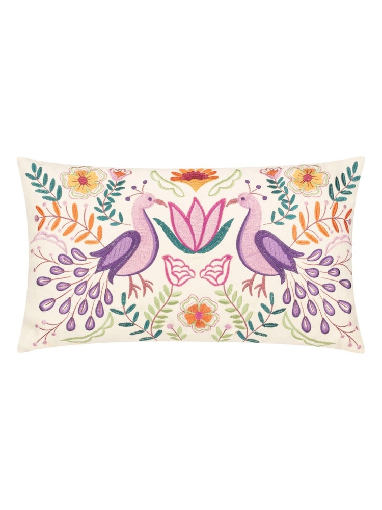 Furn Multicolour Broderie Embroidered Cushion - Image 1 of 4 Furn Multicolour Broderie Embroidered Cushion - Image 1 of 4