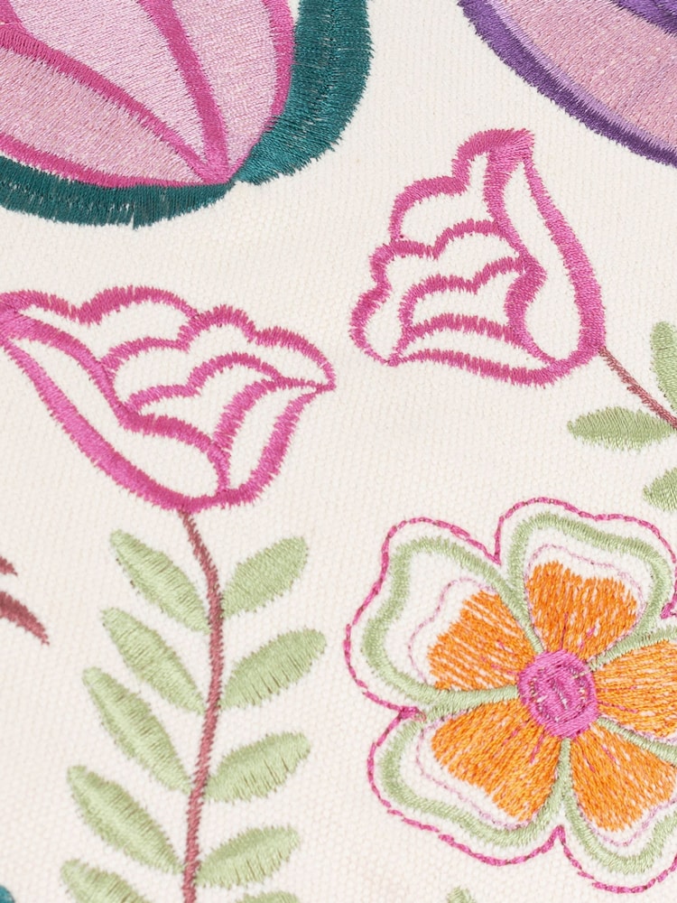 Furn Multicolour Broderie Embroidered Cushion - Image 4 of 4 Furn Multicolour Broderie Embroidered Cushion - Image 4 of 4